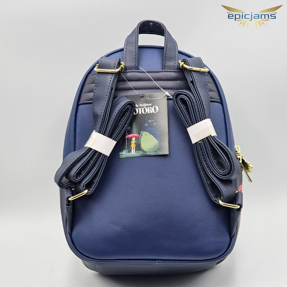 Studio Ghibli My Neighbor Totoro Umbrella Fuzzy Blue Mini Backpack Bag New